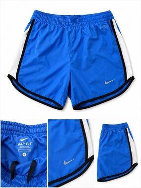 Nike Blue Running Shorts with White Mesh and Black Trim